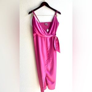 Urban Outfitters Hot Pink Wrap Midi Dress